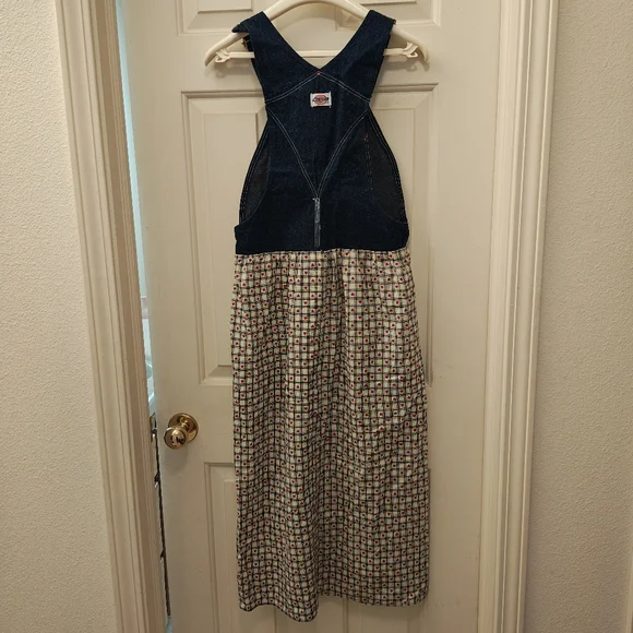 One of a Kind Dickies Custom Upcycled Patchwork Denim Overalls Maxi Dress. - Picture 3 of 10